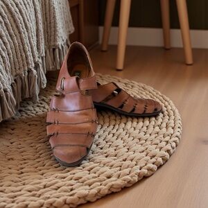 Bass Muzi Men’s Leather Fisherman Sandals Brown Size 11.5M Made in Brazil